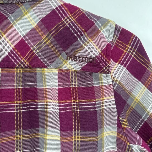 Marmot Bridget Pink Plaid Outdoor Flannel Button Down Camping Small Hiking Shirt - Picture 4 of 8